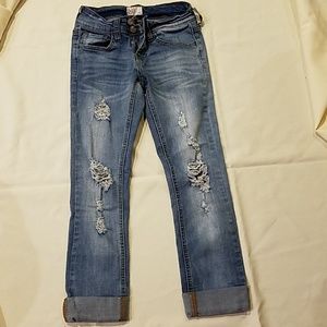 Cropped distressed jeggings